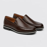 Mocassim Masculino Loafer Couro Marrom - par em ângulo frontal