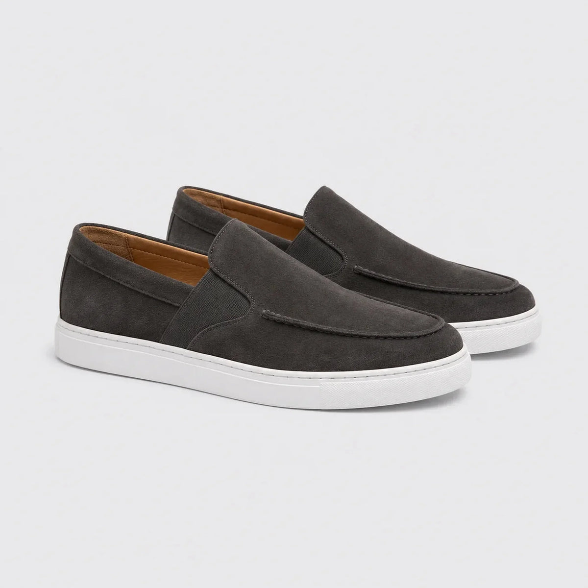 Sapato Masculino Mocassim Cinza Grafite Couro - vista frontal