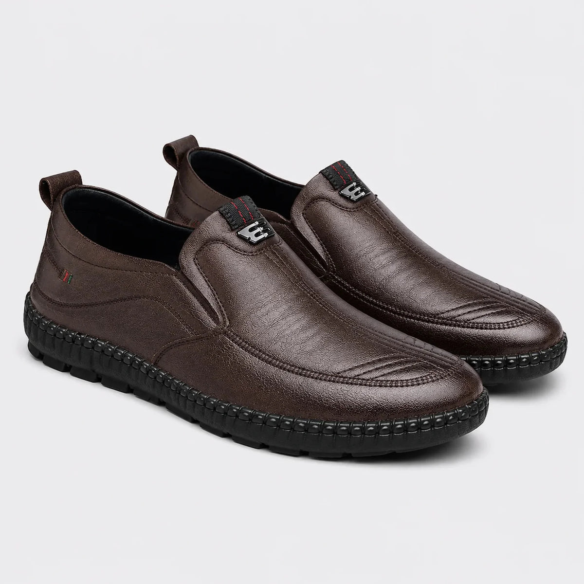 Mocassim Masculino Marrom Granulado - vista frontal