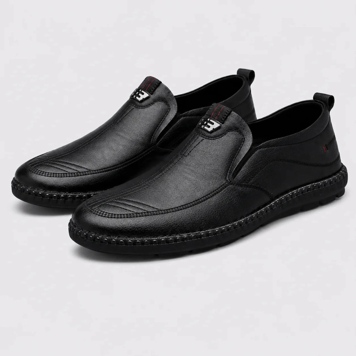 Mocassim Masculino Preto Granulado - vista frontal