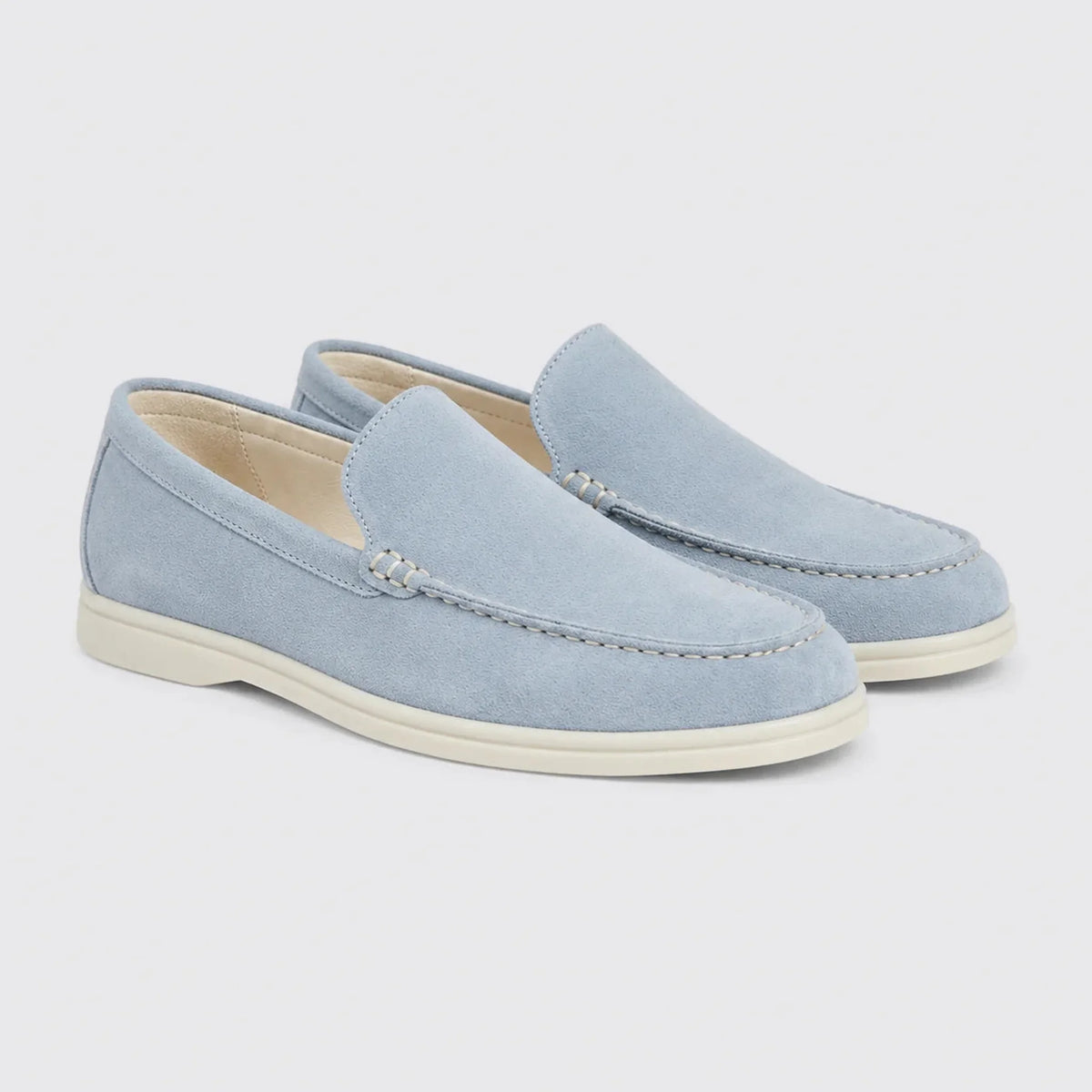 Sapato Masculino Mocassim Azul Couro Suede - detalhe do solado