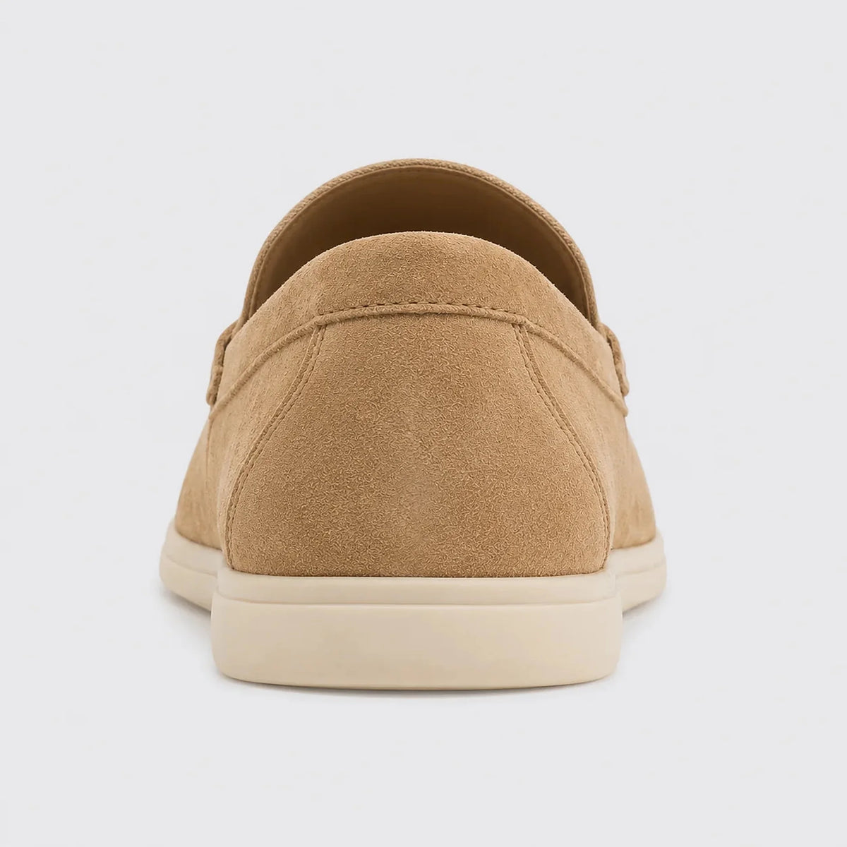 Sapato Masculino Mocassim Bege Couro - vista lateral perfil completo
