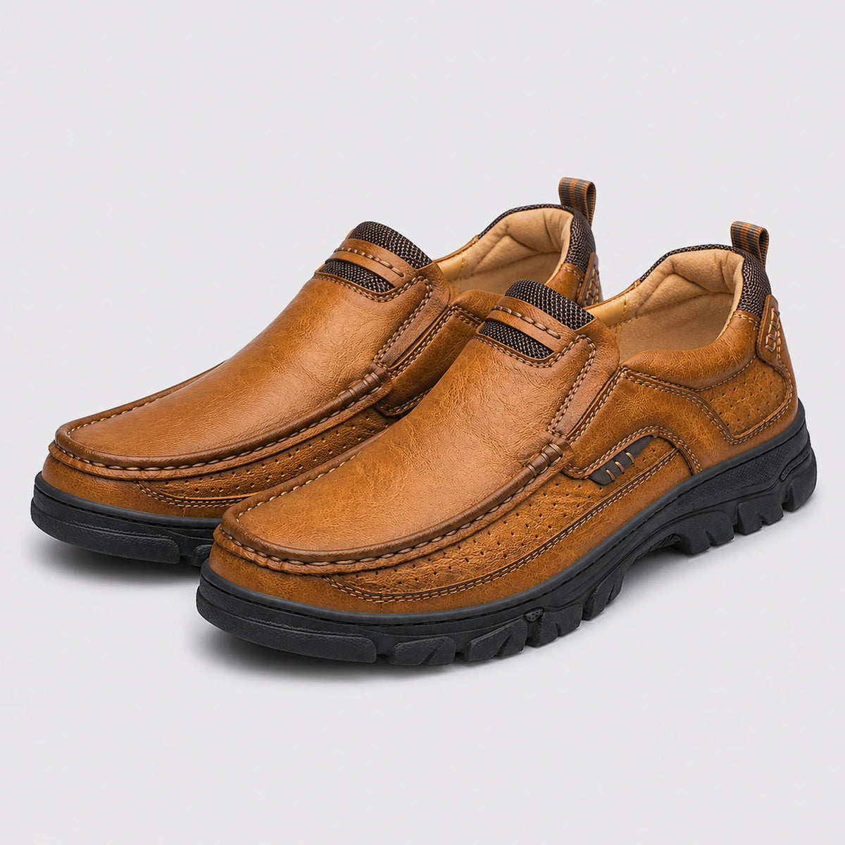 Sapato Mocassim Masculino Marrom Claro - vista lateral